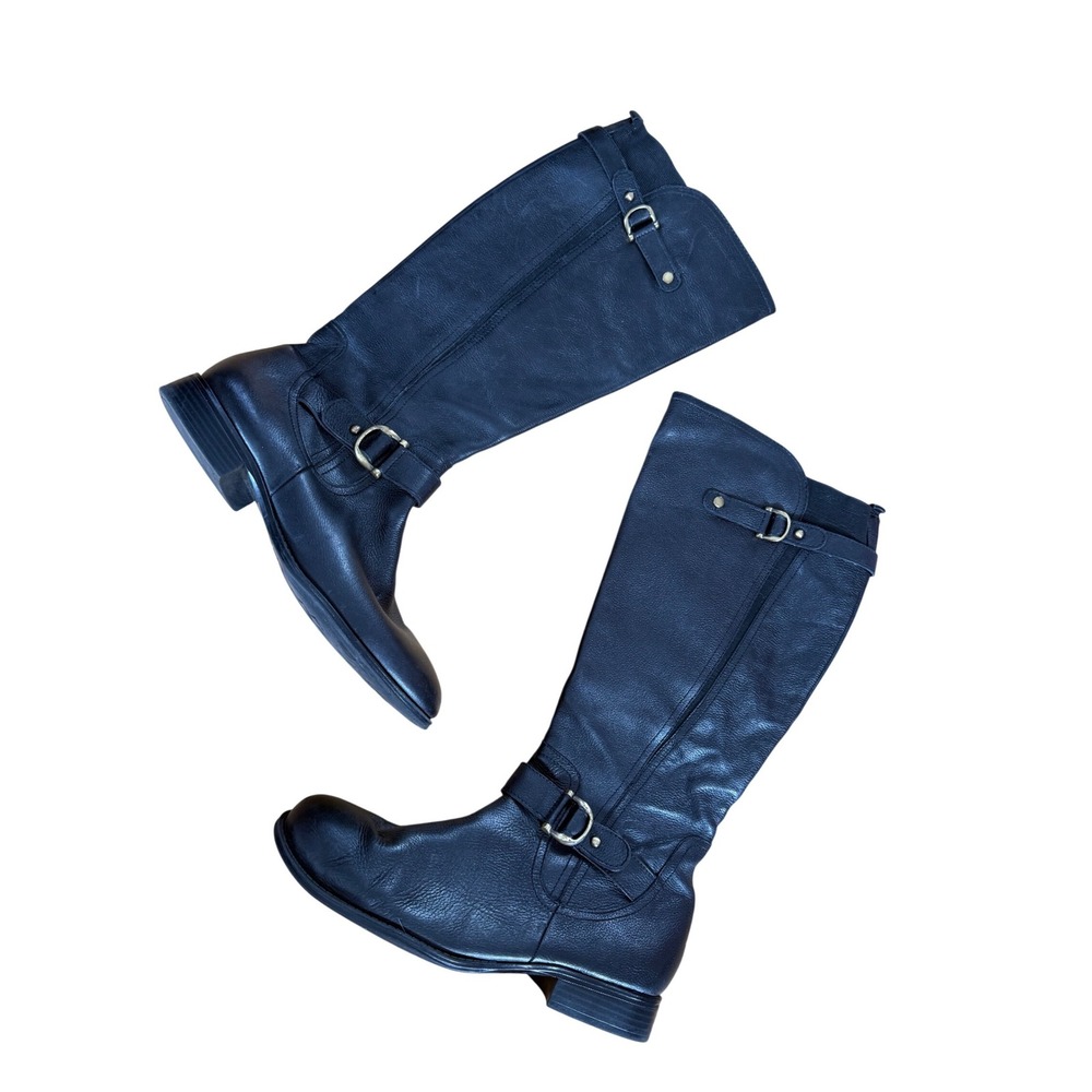 Naturalizer leather tall black riding boots Low heel boots